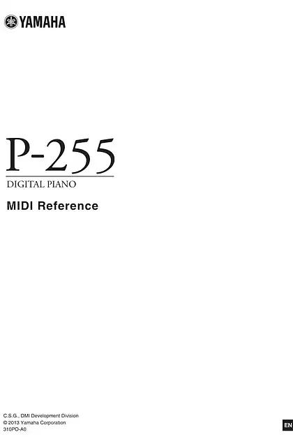 yamaha雅马哈P-255 MIDI Reference